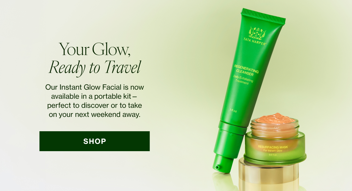Our Instant Glow Facial is now available in a portable kit—perfect to discover or to take on your next weekend away.  