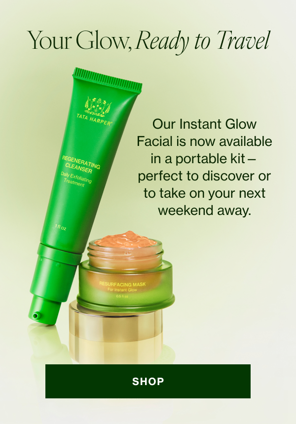 Our Instant Glow Facial is now available in a portable kit—perfect to discover or to take on your next weekend away. 
