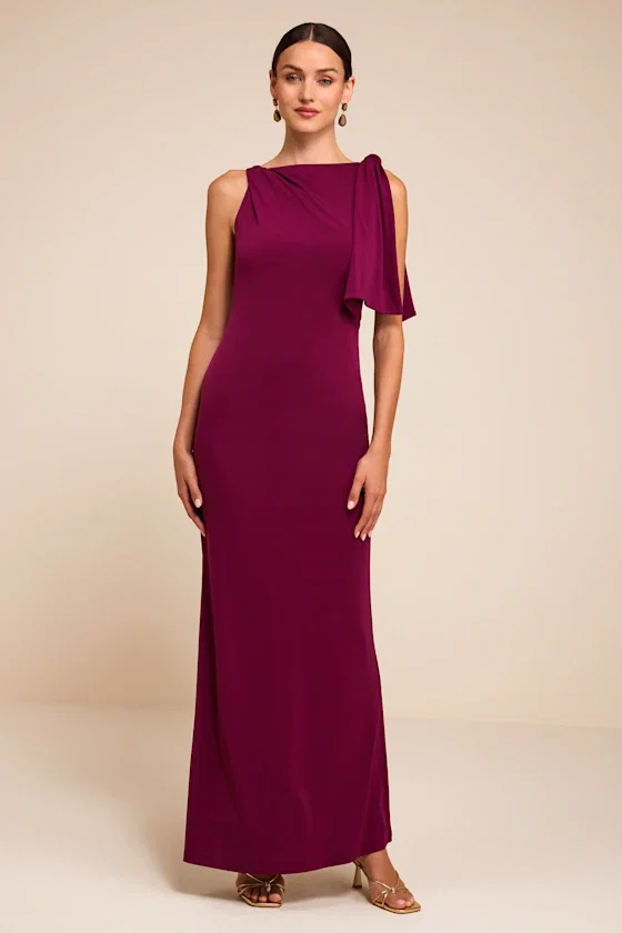 Image of Vivian Plum Sash Maxi Dress