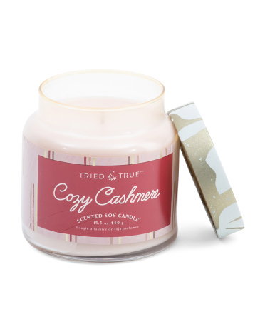 15.5oz Cozy Cashmere Jar Candle With Lid