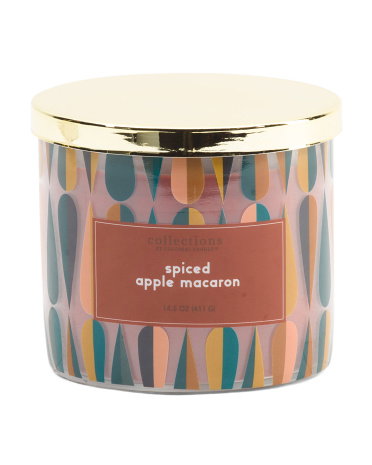 14.5oz Spiced Apple Macaron 3 Wick Wrapped Candle | Metal