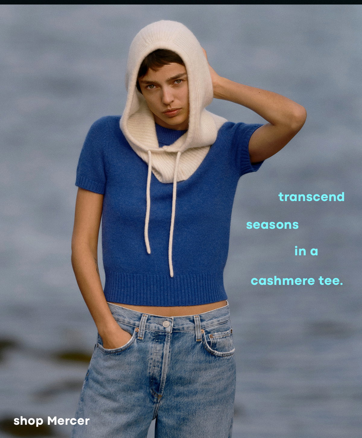 transcend seasons in a cashmere tee. shop Mercer