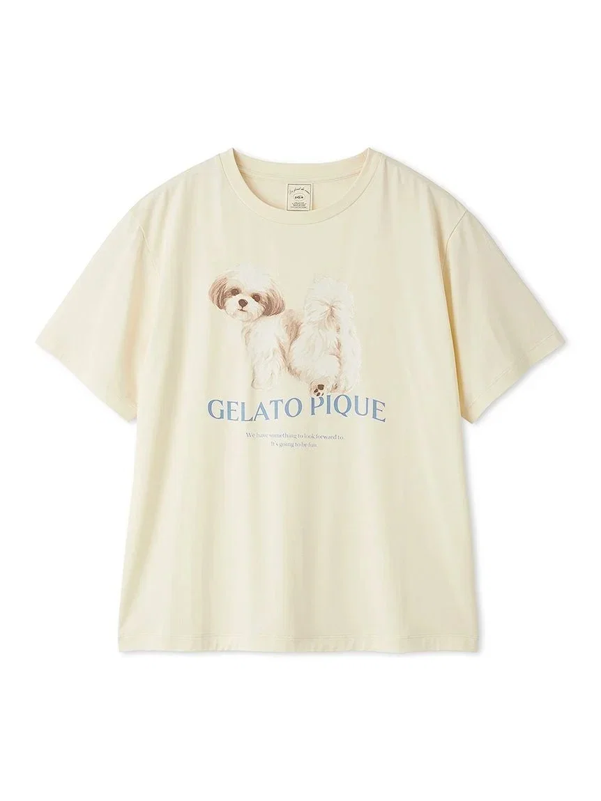 Image of [UV-Cut] Walking Dog One-point Printed Cool Touch T-Shirt