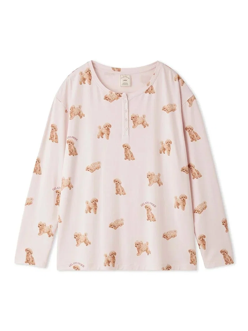 Image of [UV-Cut] Walking Dog All-over Printed Cool Touch Henley Pullover