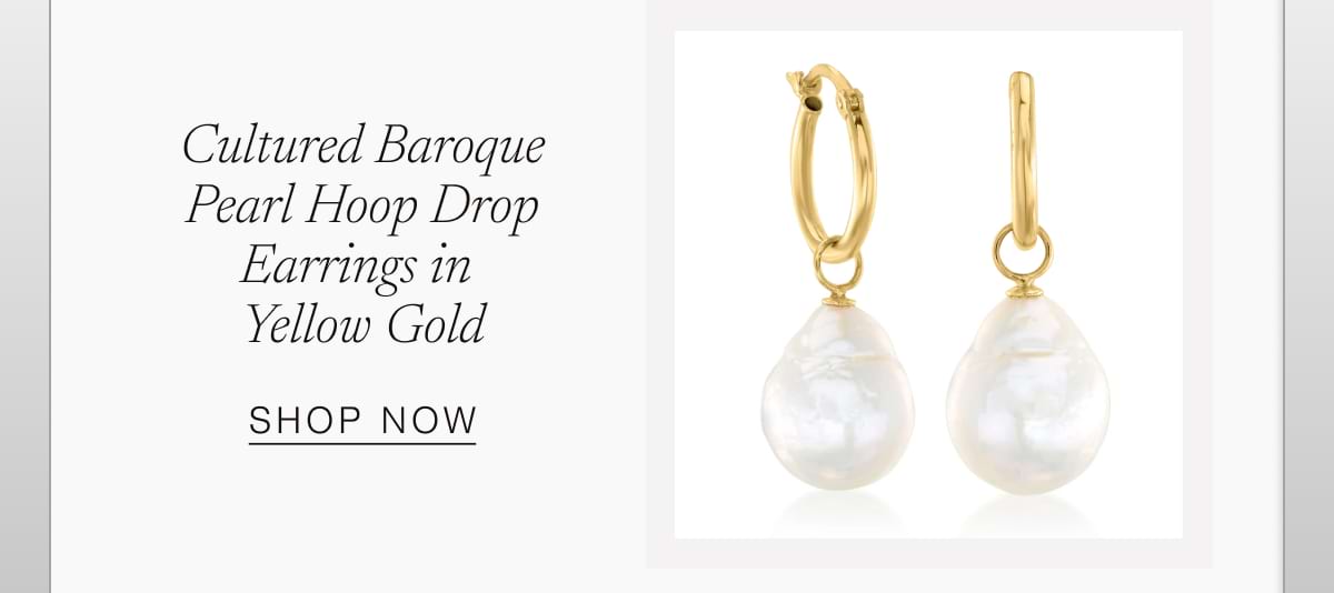Cultured Baroque Pearl Hoop Drop Earrings in  Yellow Gold | SHOP NOW