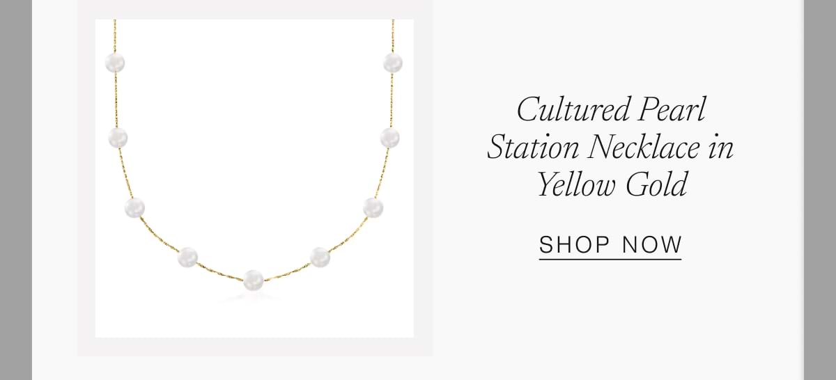 Cultured Pearl Station Necklace in Yellow Gold | SHOP NOW