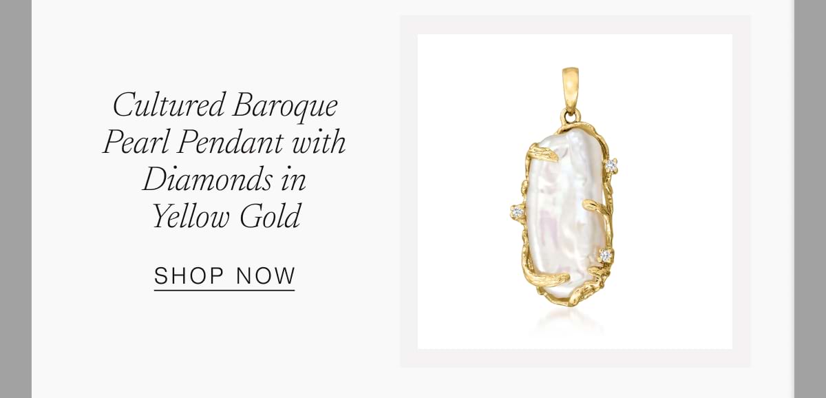 Cultured Baroque Pearl Pendant with Diamonds in Yellow Gold | SHOP NOW