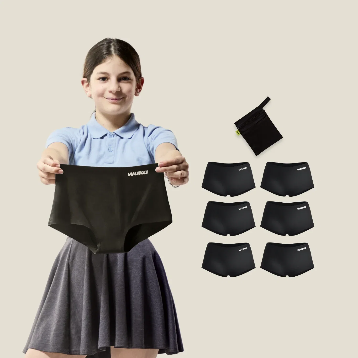 Image of WUKA Period School Set - 3 Day & Night - Boxer - Black