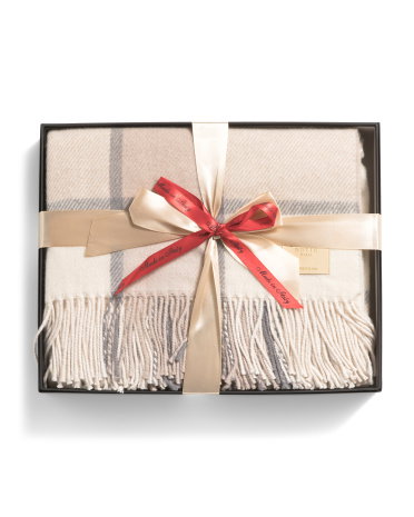 Boxed Throw | Ivory | Cotton/Wool/Cashmere