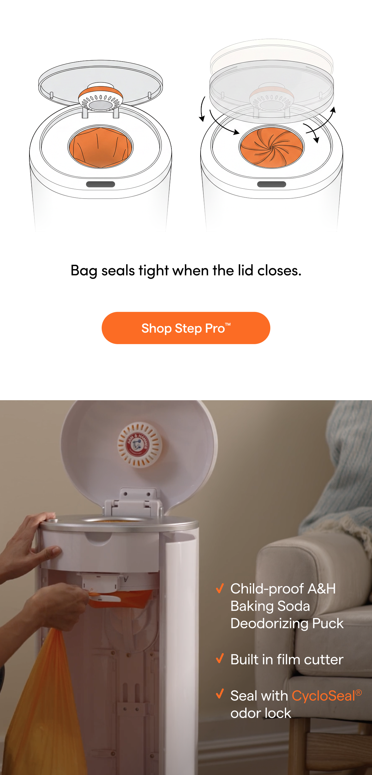 Bag seals tight when the lid closes. [Shop Touch Free Pro]