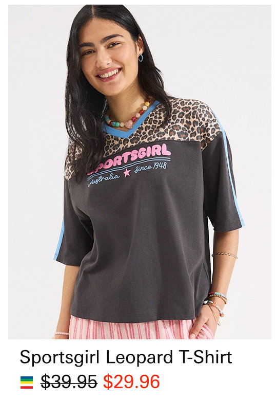 SPORTSGIRL LEOPARD LOGO V-NECK T-SHIRT