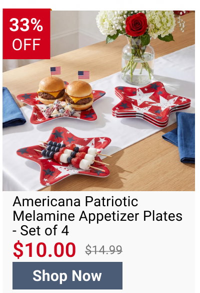 Americana Patriotic Melamine Appetizer Plates - Set of 4