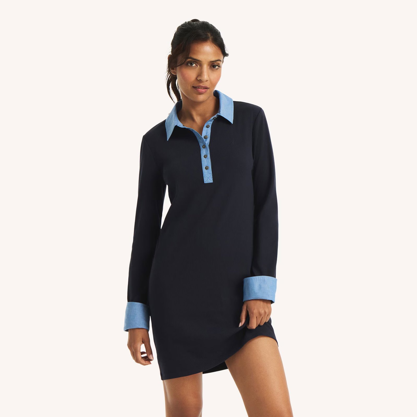 Image of Mixed Media Polo Dress