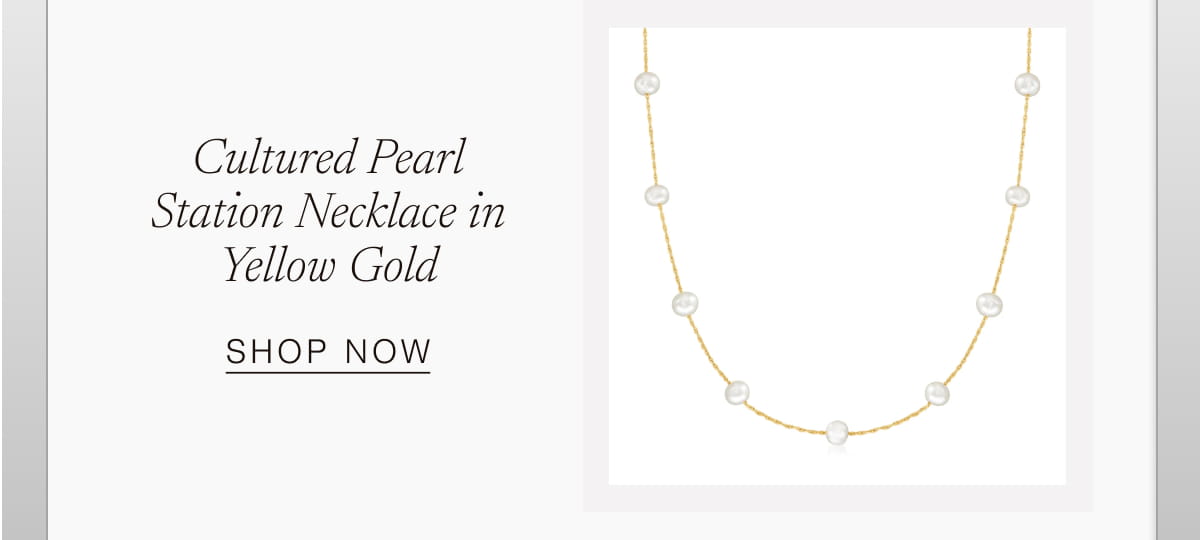 Cultured Pearl Station Necklace in Yellow Gold | Shop Now