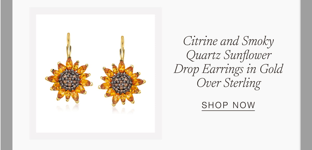 Citrine and Smoky Quartz Sunflower Drop Earrings in Gold Over Sterling | Shop Now