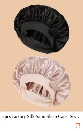 2pcs Luxury Silk Satin Sleep Caps...