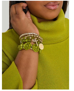 Set Of Five Rosette Bracelets