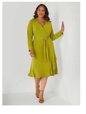 Ruffled Faux Wrap Dress