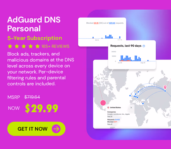 AdGuard DNS Personal: 5-Year Subscription
