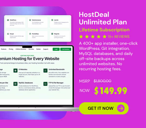 Hostdeal Unlimited Plan: Lifetime Subscription