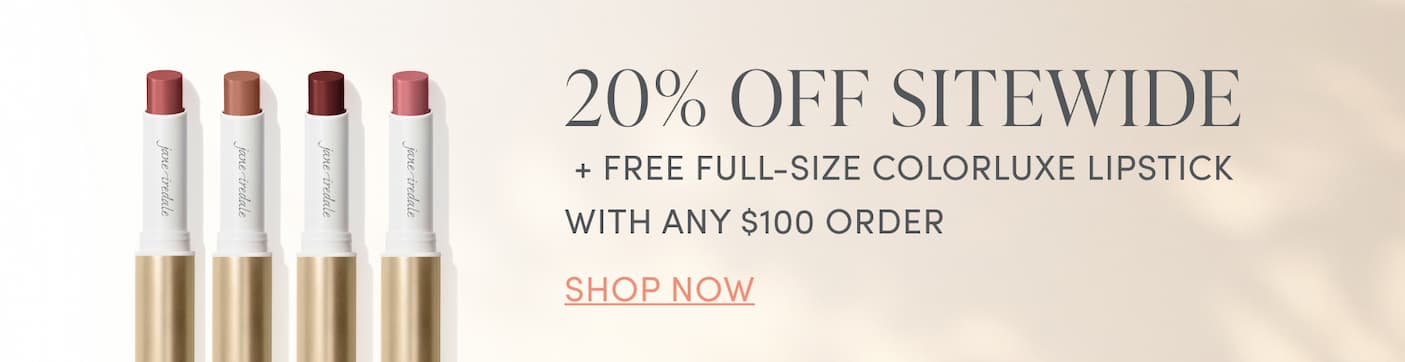 20% off + free full-size lipstick on orders $100+