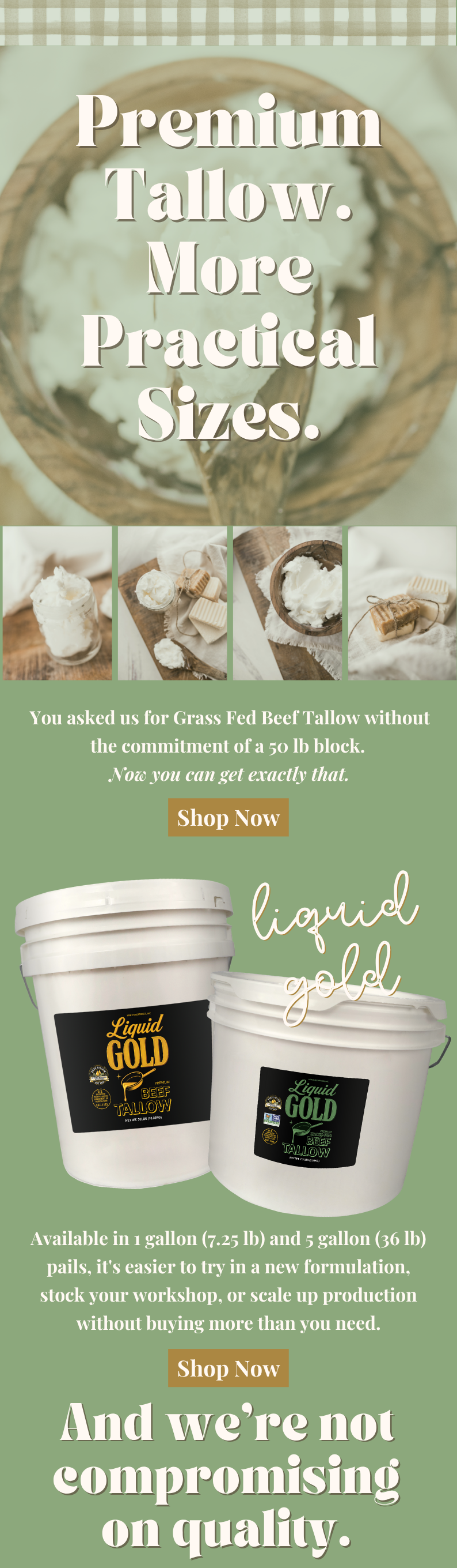 Grass Fed Beef Tallow in Smaller Sizes