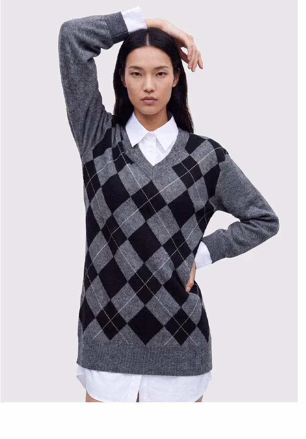 Argyle Combo Mini Sweater Dress