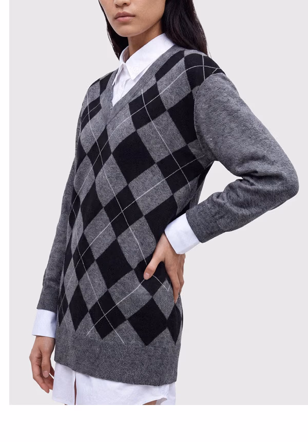Argyle Combo Mini Sweater Dress