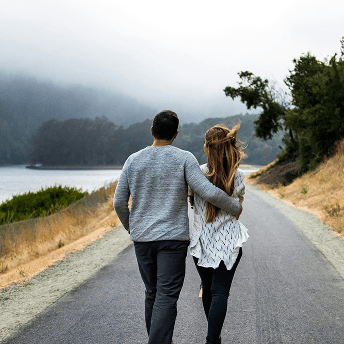 Couple taking a walk on their romantic break