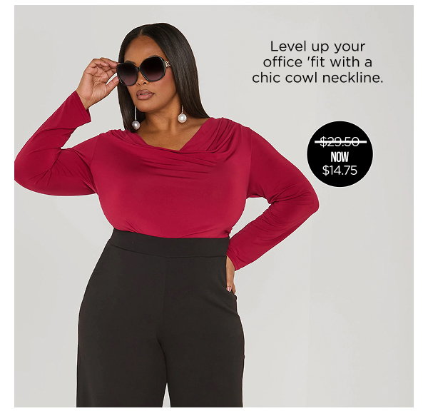 Draped Neck Stretch Knit Top