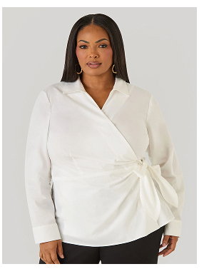 Cotton Blend Wrap Shirt