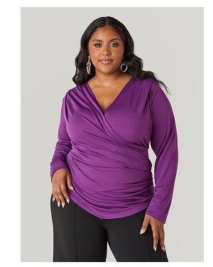 Pleated Faux Wrap Top