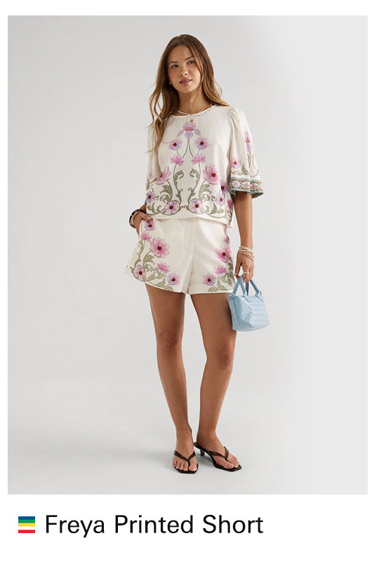 FREYA LINEN BLEND PRINTED SHORT