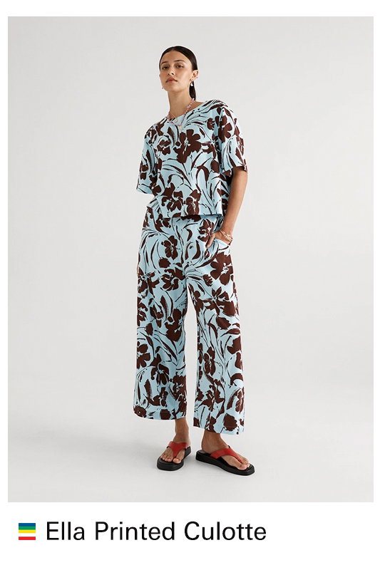 ELLA PRINTED LINEN BLEND CULOTTE