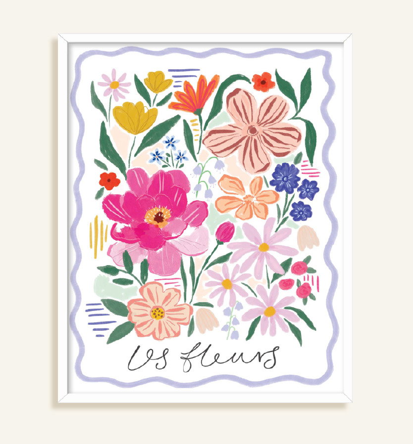 LES FLEURS LILAC FRAMED PRINT