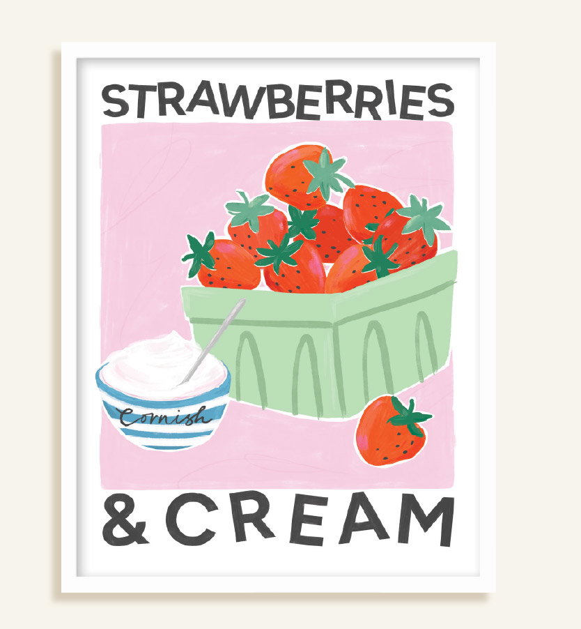 STRAWBERRIES & CREAM FRAMED PRINT