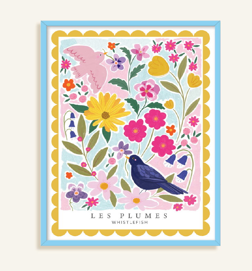 LES BLU FLEURS FRAMED PRINT