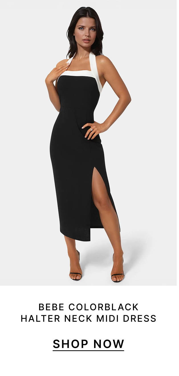 bebe Colorblack Halter Midi Dress