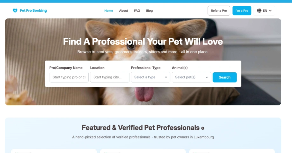 Pet Pro Booking – Find & Book Trusted Pet Care