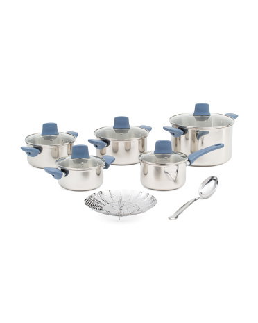 12pc Stainless Steel Essentials Cookware Set | Silver