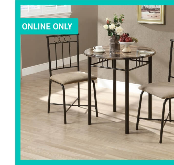3-Pc. Espresso Marble Dining Set.