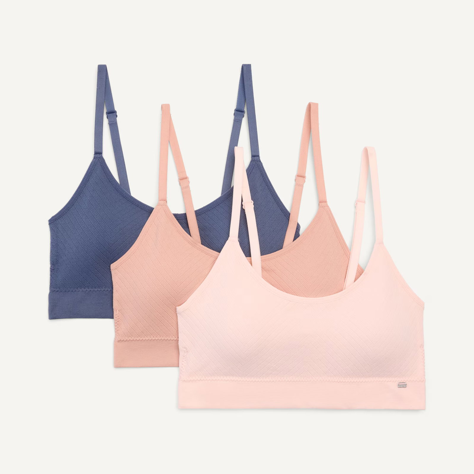 Image of Ribbed Chevron Seamless Lounge Bra, 3-Pack