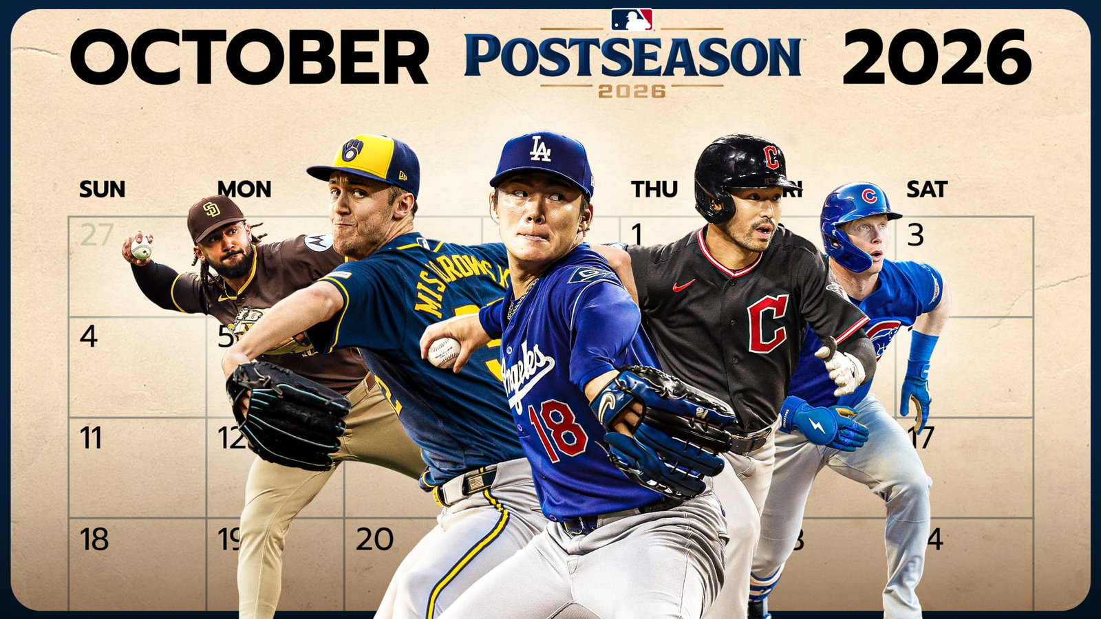 Fernando Tatis Jr., Jacob Misiorowski, Yoshinobu Yamamoto, Steven Kwan and Pete Crow-Armstrong