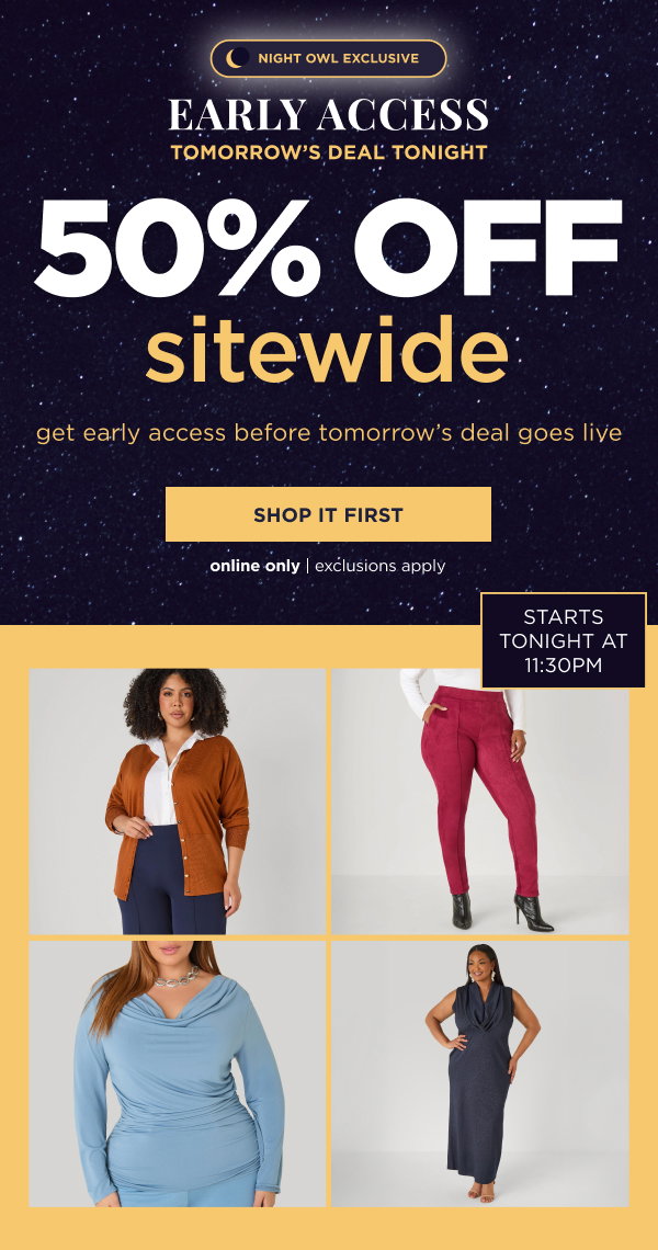 50% off Sitewide. Shop now