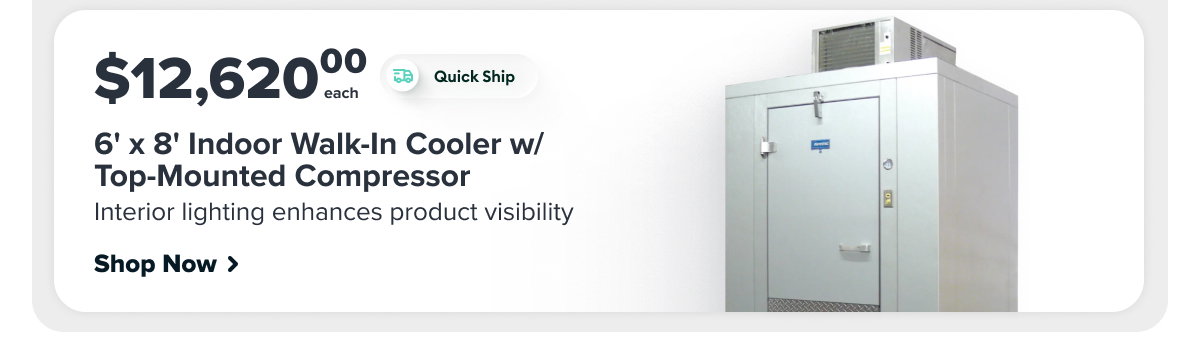 Arctic 6' x 8' Indoor Walk-In Cooler w/ Top-Mounted Compressor - No Floor (BL0608-C-SC)