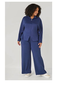 Pull On Ribbed Wide Leg Pants