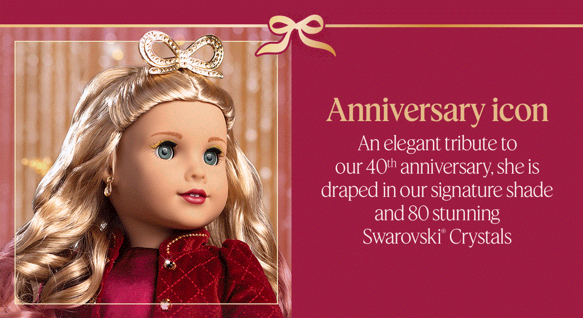 Anniversary icon. An elegant tribute to our 40th anniversary, she is draped in our signature shade and 80 stunning Swarovski® Crystals