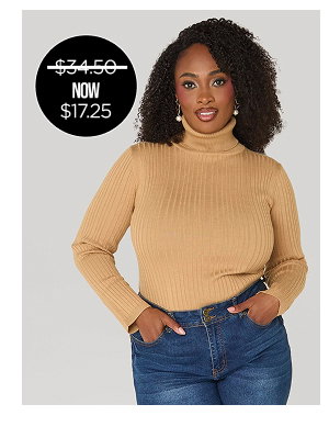 Ribbed Pullover Turtleneck Sweater