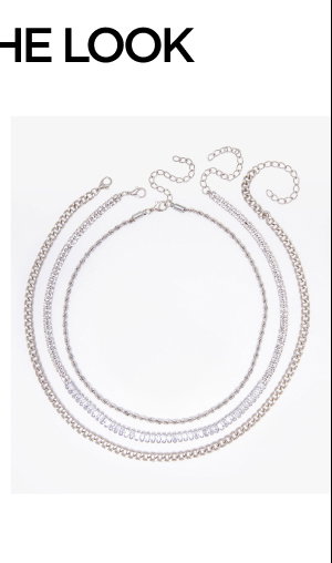Set Of Three Silver Tone Necklaces