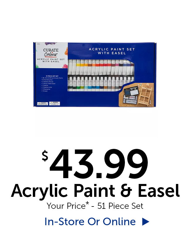$43.99 Acrylic Paint & Easel - Your Price* - 51 Piece Set